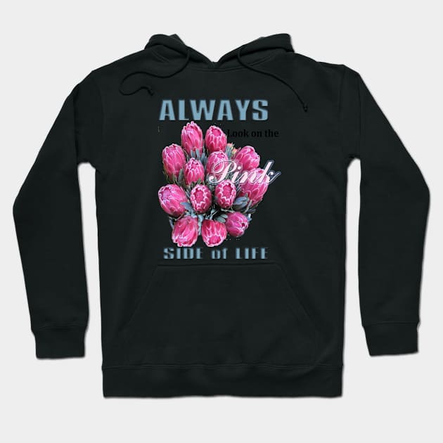 Pink Ice Protea side of Life Hoodie by Just Kidding by Nadine May